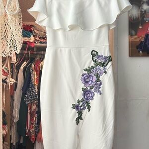 White Pleated Off-the-Shoulder Sheath Dress